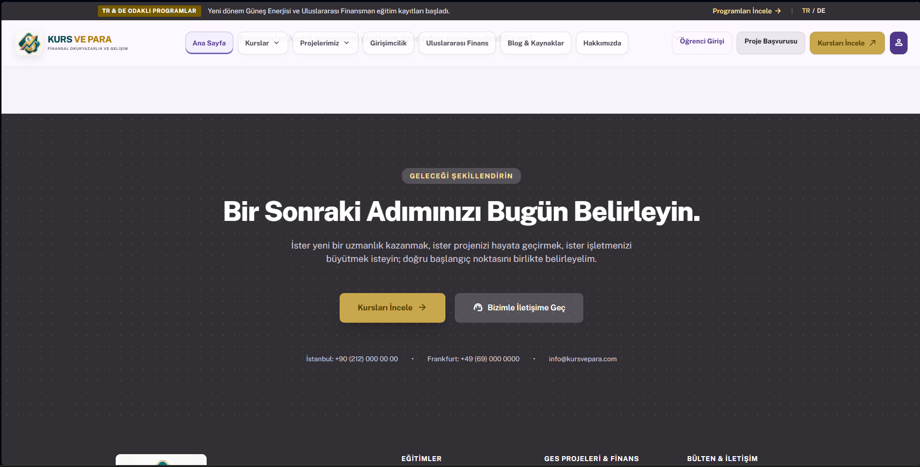 Kurs ve para temalı finans ve eğitim görseli